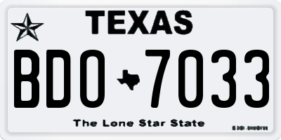 TX license plate BDO7033