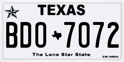 TX license plate BDO7072