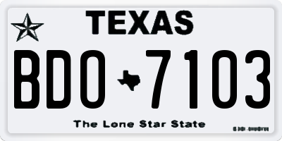 TX license plate BDO7103