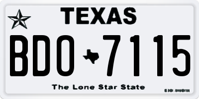 TX license plate BDO7115