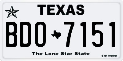 TX license plate BDO7151