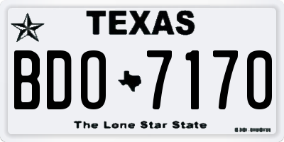 TX license plate BDO7170