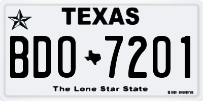 TX license plate BDO7201
