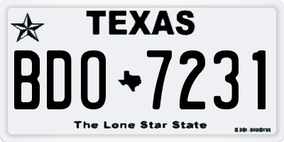 TX license plate BDO7231