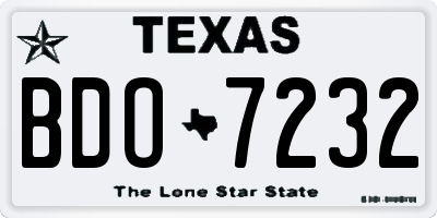 TX license plate BDO7232