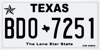 TX license plate BDO7251