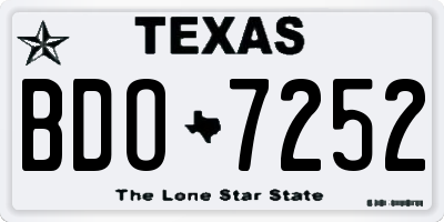 TX license plate BDO7252