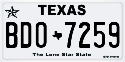 TX license plate BDO7259