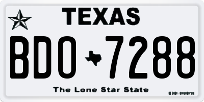 TX license plate BDO7288
