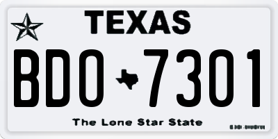 TX license plate BDO7301