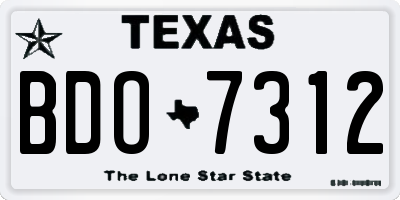 TX license plate BDO7312