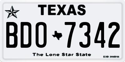 TX license plate BDO7342
