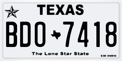 TX license plate BDO7418
