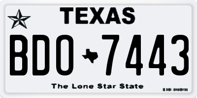 TX license plate BDO7443