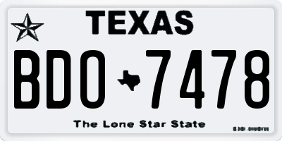 TX license plate BDO7478