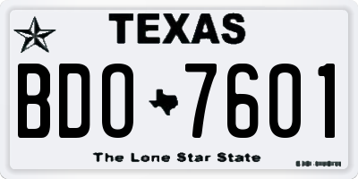 TX license plate BDO7601
