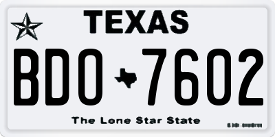 TX license plate BDO7602