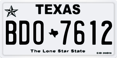 TX license plate BDO7612
