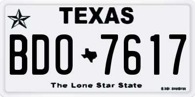 TX license plate BDO7617