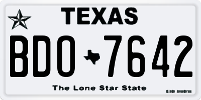 TX license plate BDO7642