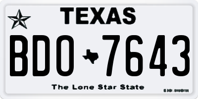 TX license plate BDO7643