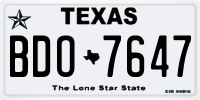 TX license plate BDO7647