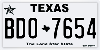 TX license plate BDO7654