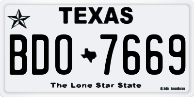 TX license plate BDO7669