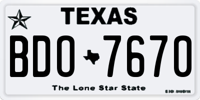 TX license plate BDO7670