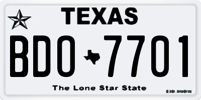TX license plate BDO7701