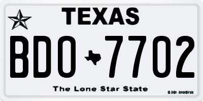 TX license plate BDO7702