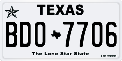 TX license plate BDO7706
