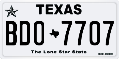 TX license plate BDO7707