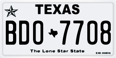 TX license plate BDO7708