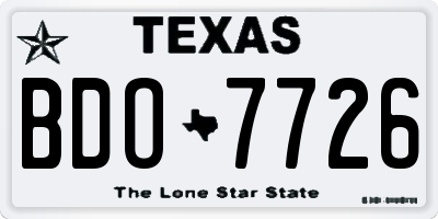 TX license plate BDO7726