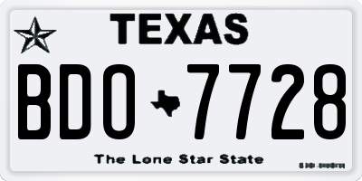 TX license plate BDO7728