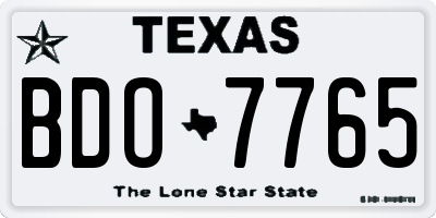 TX license plate BDO7765