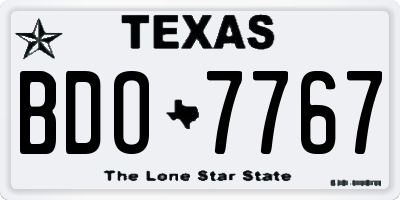 TX license plate BDO7767