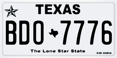 TX license plate BDO7776