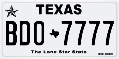 TX license plate BDO7777