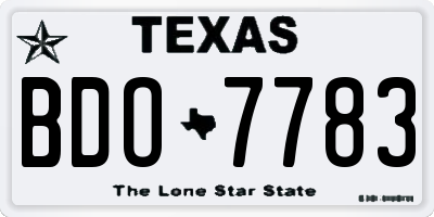 TX license plate BDO7783
