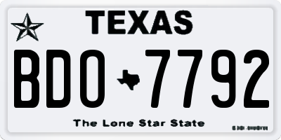 TX license plate BDO7792