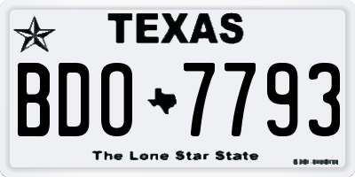 TX license plate BDO7793