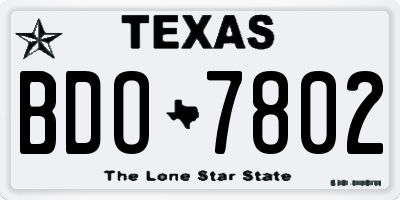 TX license plate BDO7802