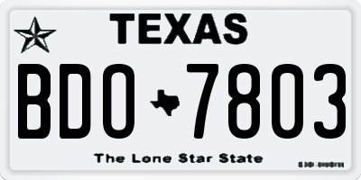 TX license plate BDO7803