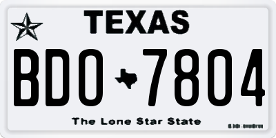 TX license plate BDO7804