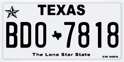 TX license plate BDO7818