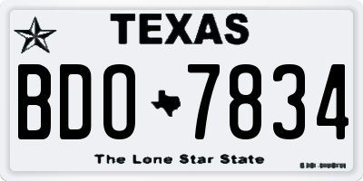 TX license plate BDO7834