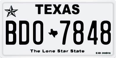 TX license plate BDO7848