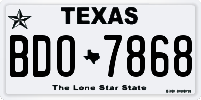 TX license plate BDO7868
